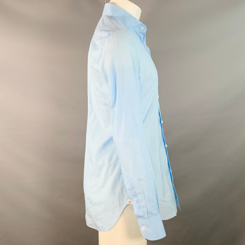 ISAIA Size S Blue White Stripe Cotton Spread Collar Long Sleeve Shirt - Picture 3 of 7